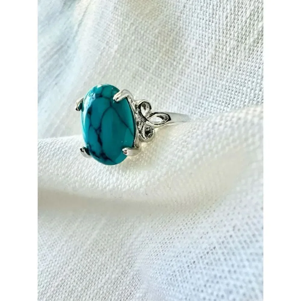 Oval faux turquoise ring